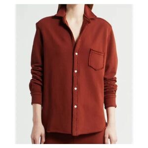 Frank&Eileen Eileen Triple Fleece sweatshirt button down in rust red/orange sz M